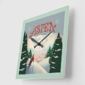 《植物》アスペンスキーヤー |コロラド スクエア壁時計 (傾斜)