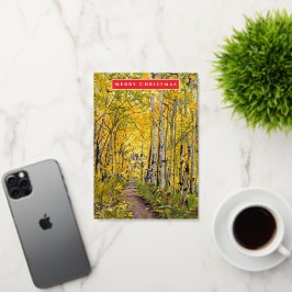 《植物》アスペンツリーホリデイまたは情熱グリーティングカード 箔シーズンカード