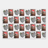 《植物》アスペンツリー素朴ウッドハートファミリーフォトクリスマス ラッピングペーパーシート (正面)