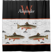 《植物》アスペンバーク素朴トラウト漁師リバーレイクハウス シャワーカーテン (正面)