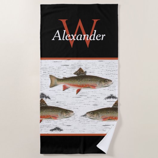 《植物》アスペンバーク素朴トラウト漁師リバーレイクハウス ビーチタオル (正面)