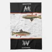 《植物》アスペンバーク素朴トラウト漁師レイクハウスキック キッチンタオル (縦)