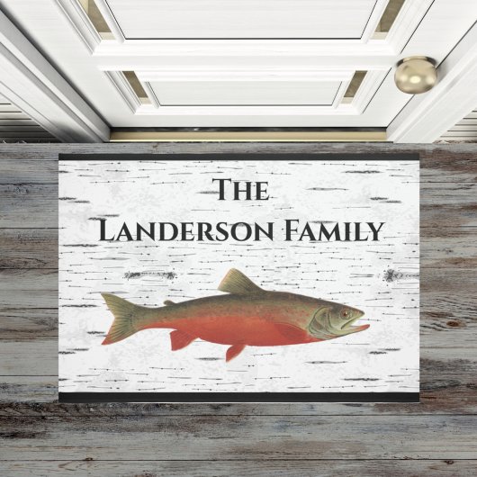 《植物》アスペンバーク素朴トラウト魚釣りレイクハウスリバー ドアマット