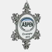 《植物》アスペンパーソナライズされたコロラドロッキーマウンテンホリデイ スノーフレークピューターオーナメント (左)