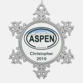 《植物》アスペンパーソナライズされたコロラドロッキーマウンテンホリデイ スノーフレークピューターオーナメント