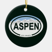 《植物》アスペンパーソナライズされたコロラドロッキーマウンテン セラミックオーナメント (正面)