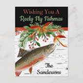 《植物》アスペンマスを望むReely Fly Fishmasクリスマス シーズンポストカード (正面)