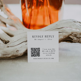 《植物》アスペンモダンミニマルQRコードRSVPスクエアカード スクエア名刺