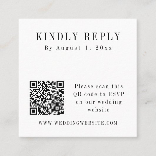 《植物》アスペンモダンミニマルQRコードRSVPスクエアカード スクエア名刺 (正面)