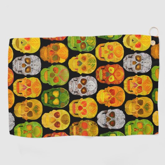 《植物》アスペンリーフスカルのシームレスパターン2018 ゴルフタオル (横)