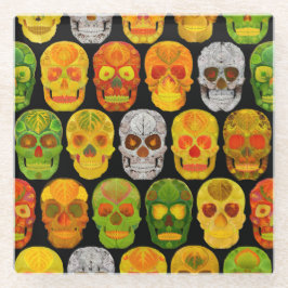 《植物》アスペンリーフスカルシームレスパターン2018 ガラスコースター