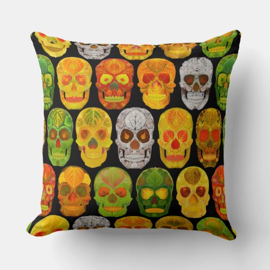 《植物》アスペンリーフスカルシームレスパターン2018 クッション (正面)