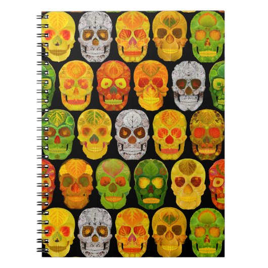 《植物》アスペンリーフスカルシームレスパターン2018 ノートブック (正面)