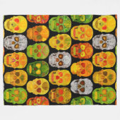 《植物》アスペンリーフスカルシームレスパターン2018 フリースブランケット (正面(横))