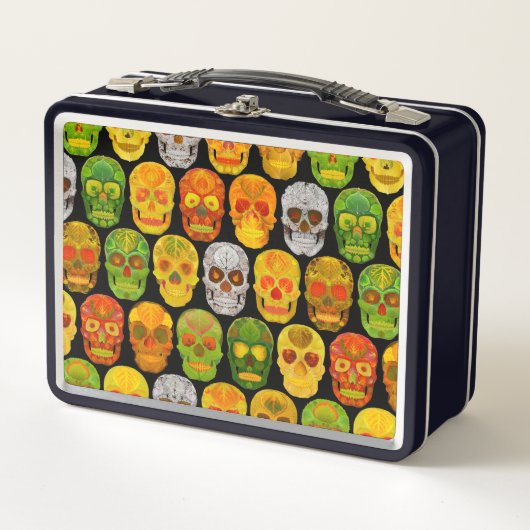 《植物》アスペンリーフスカルシームレスパターン2018 メタルランチボックス (正面)