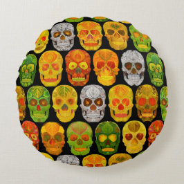 《植物》アスペンリーフスカルシームレスパターン2018 ラウンドクッション