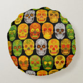 《植物》アスペンリーフスカルシームレスパターン2018 ラウンドクッション (裏面)