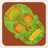 《植物》アスペンリーフスカル10 スクエアペーパーコースター (正面)