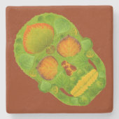 《植物》アスペンリーフスカル10 ストーンコースター (正面)