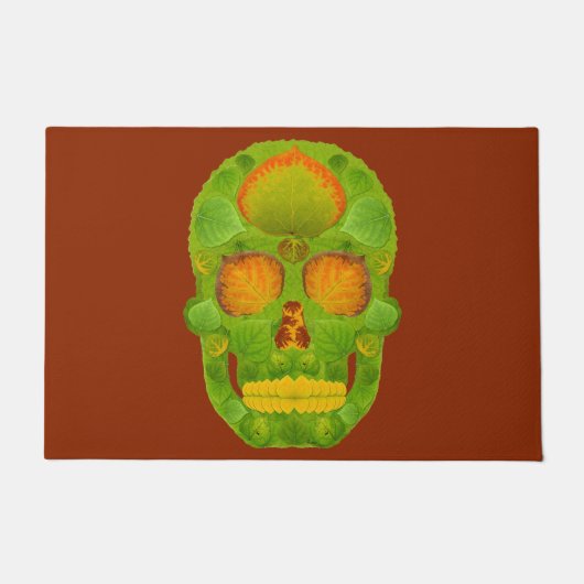 《植物》アスペンリーフスカル10 ドアマット (正面)