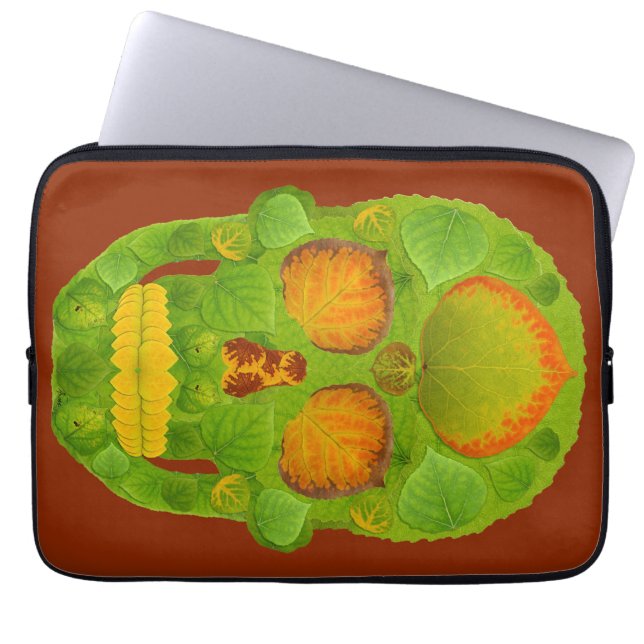《植物》アスペンリーフスカル10 ラップトップスリーブ (正面)