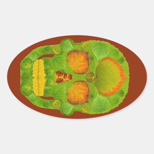 《植物》アスペンリーフスカル10 楕円形シール (正面)