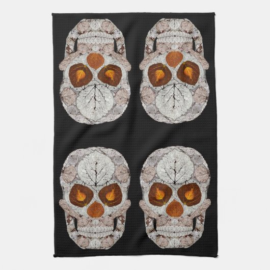 《植物》アスペンリーフスカル11 キッチンタオル (縦)