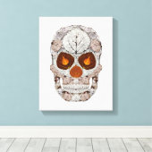 《植物》アスペンリーフスカル11 キャンバスプリント (インサイチュ (ウッドフロア))