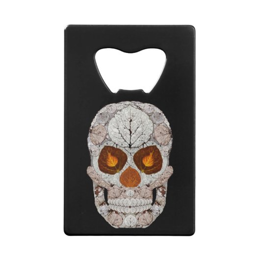 《植物》アスペンリーフスカル11 クレジットカード栓抜き (正面)