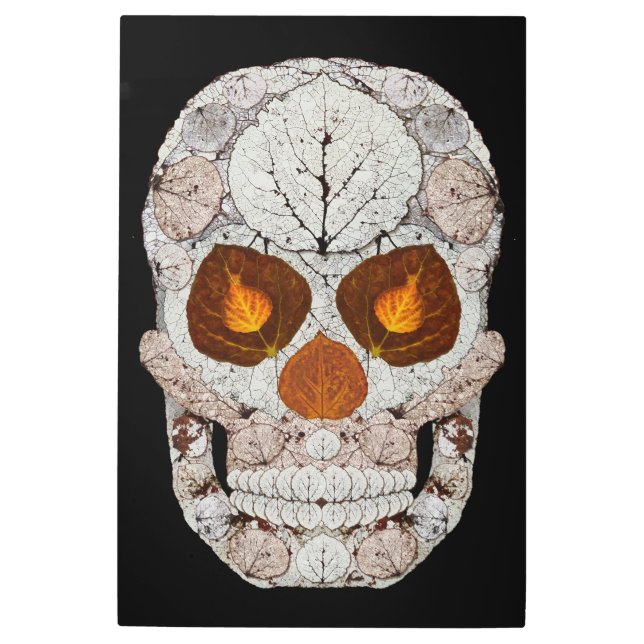 《植物》アスペンリーフスカル11 メタルプリント (正面)