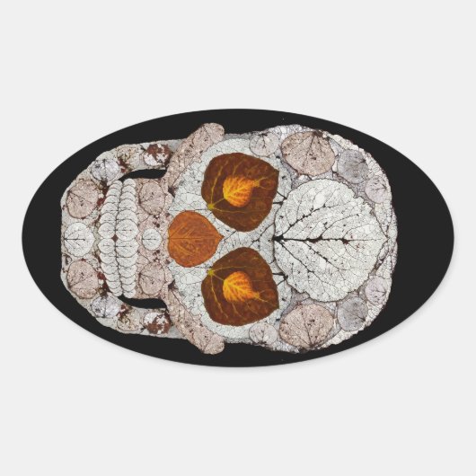 《植物》アスペンリーフスカル11 楕円形シール (正面)