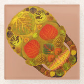 《植物》アスペンリーフスカル12 ガラスコースター (正面)