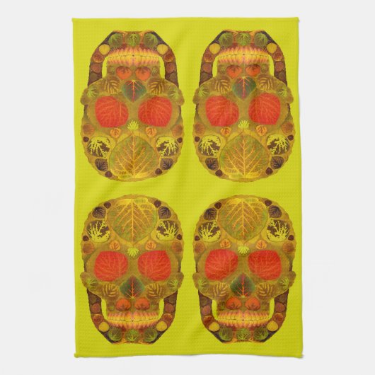 《植物》アスペンリーフスカル12 キッチンタオル (縦)