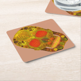 《植物》アスペンリーフスカル12 スクエアペーパーコースター