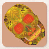 《植物》アスペンリーフスカル12 スクエアペーパーコースター (正面)