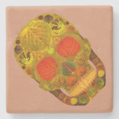 《植物》アスペンリーフスカル12 ストーンコースター (正面)