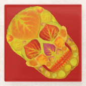 《植物》アスペンリーフスカル13 ガラスコースター (正面)