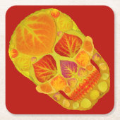 《植物》アスペンリーフスカル13 スクエアペーパーコースター (正面)