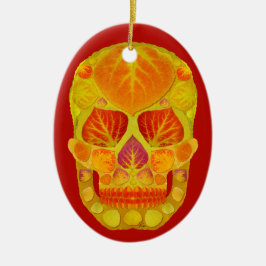 《植物》アスペンリーフスカル13 セラミックオーナメント