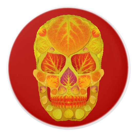 《植物》アスペンリーフスカル13 セラミックノブ (正面)