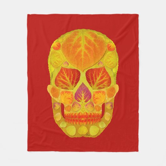 《植物》アスペンリーフスカル13 フリースブランケット (正面)