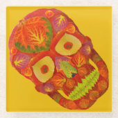 《植物》アスペンリーフスカル16 ガラスコースター (正面)