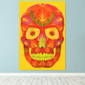 《植物》アスペンリーフスカル16 キャンバスプリント (インサイチュ (ウッドフロア))