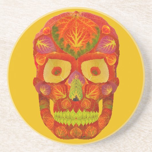 《植物》アスペンリーフスカル16 コースター (正面)