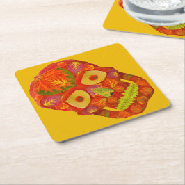 《植物》アスペンリーフスカル16 スクエアペーパーコースター