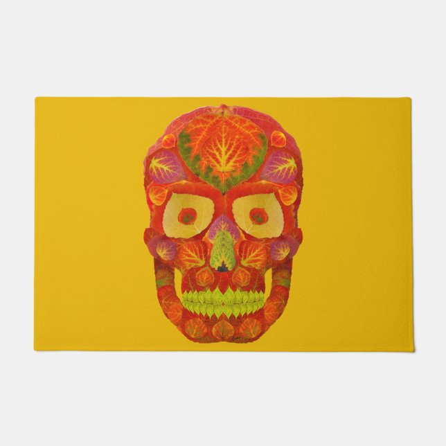 《植物》アスペンリーフスカル16 ドアマット (正面)