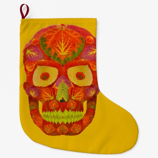 《植物》アスペンリーフスカル16 ラージクリスマスストッキング (正面)