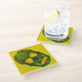 《植物》アスペンリーフスカル9 ガラスコースター