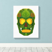 《植物》アスペンリーフスカル9 キャンバスプリント (インサイチュ (ウッドフロア))