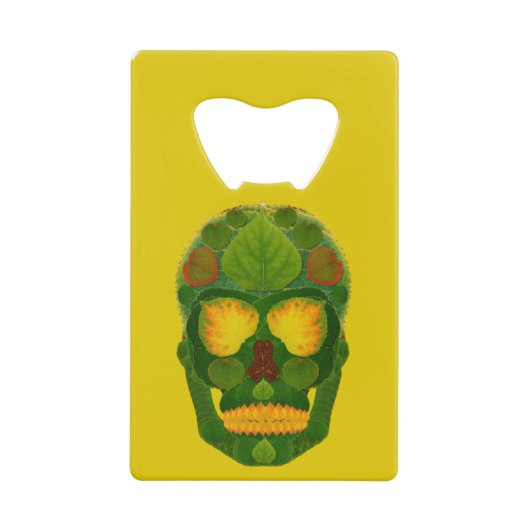 《植物》アスペンリーフスカル9 クレジットカード栓抜き (正面)